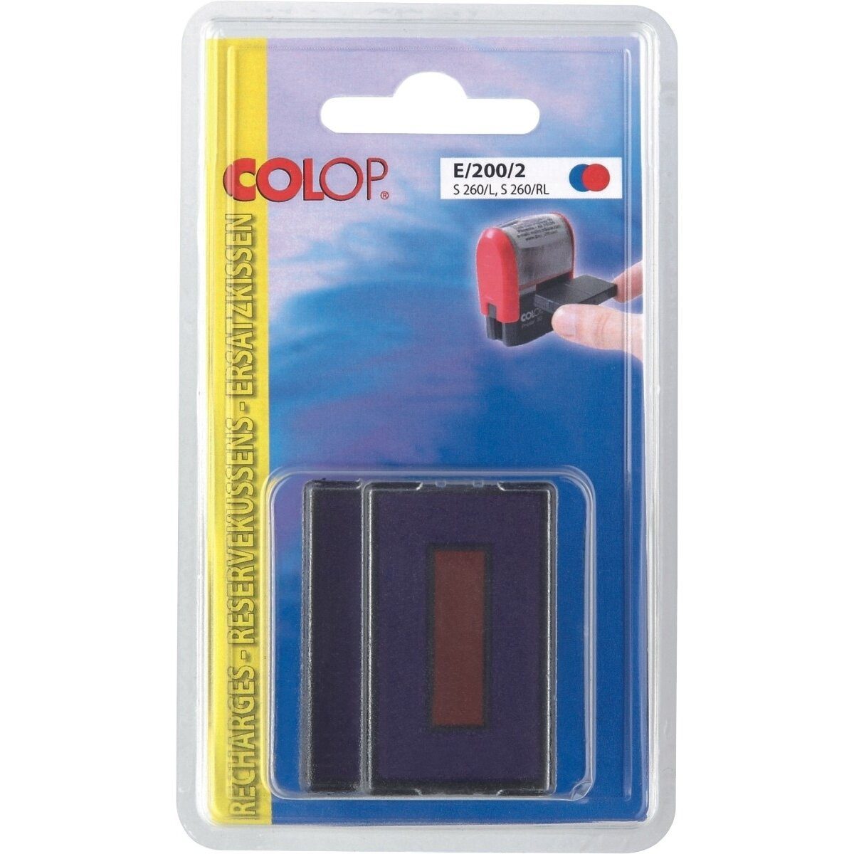COLOP Stempel Ersatzstempelkissen E200 für Printer Textstempel rot/blau VE=2 Stück