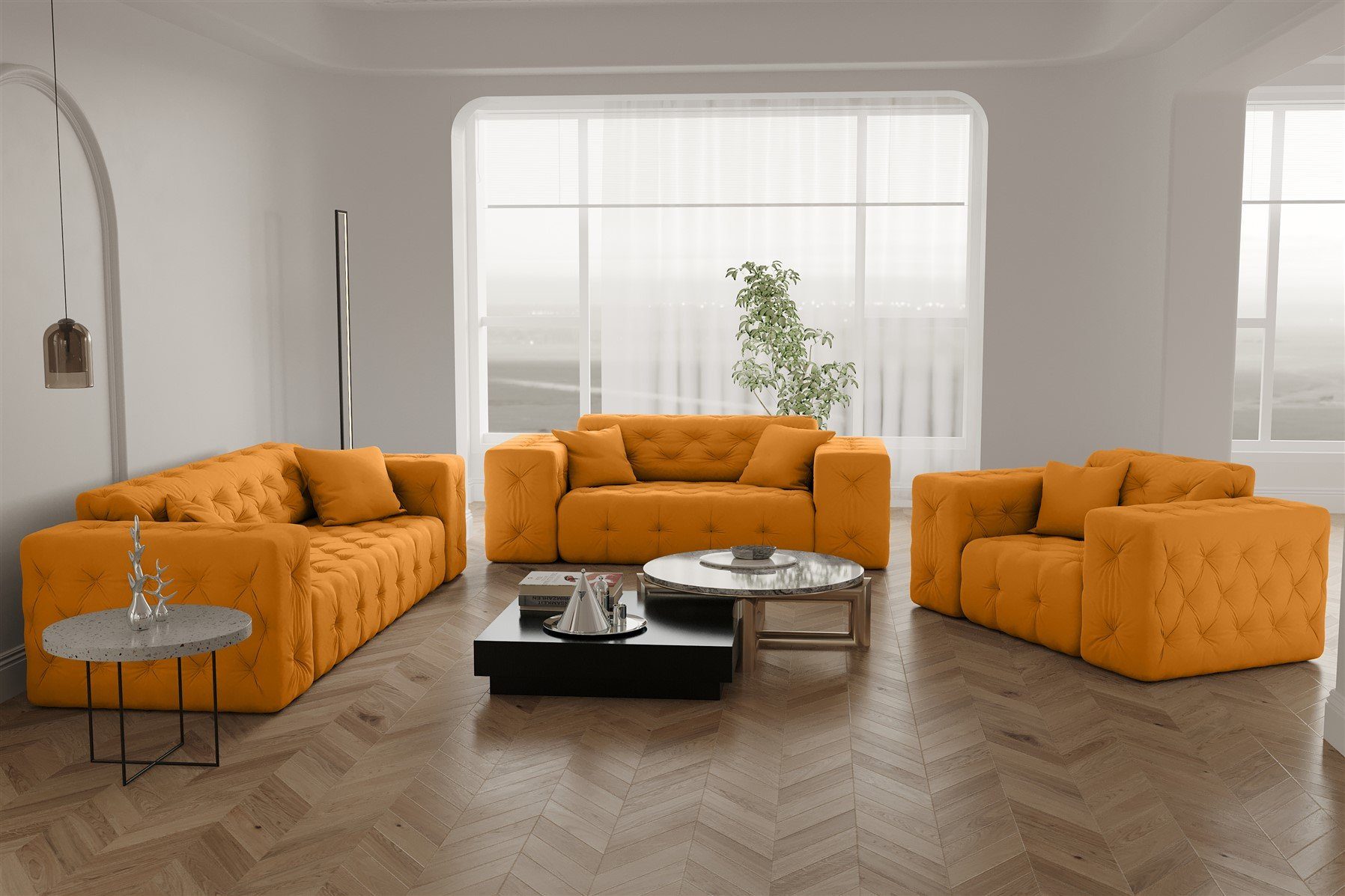 Fun Möbel Polstergarnitur Sofaset Designersofa CHANTAL günstig online kaufen