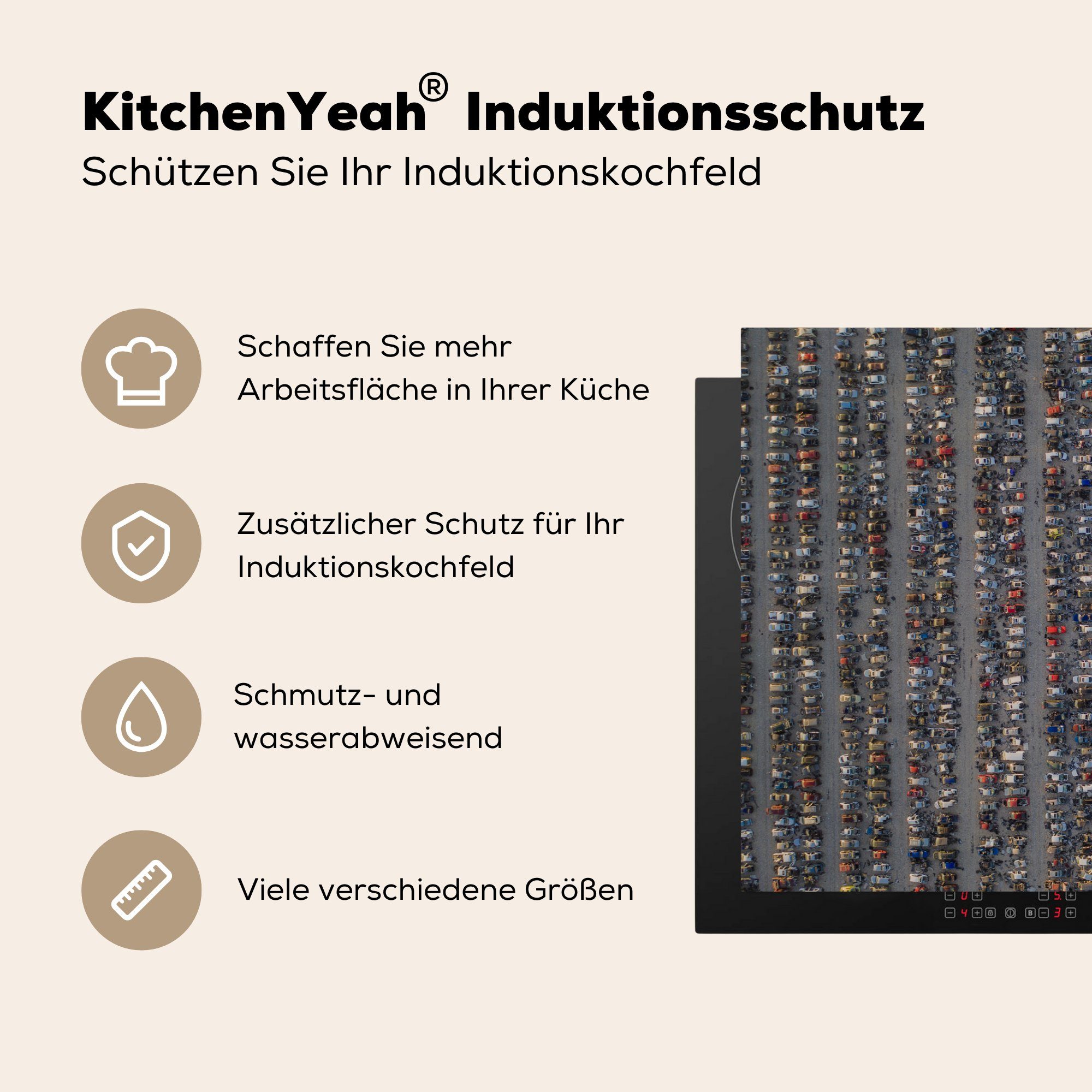 Vinyl, 81x52 Induktionskochfeld (1 MuchoWow El in für Schutz Herdblende-/Abdeckplatte Paso, cm, tlg), die küche, Ceranfeldabdeckung Autopannen