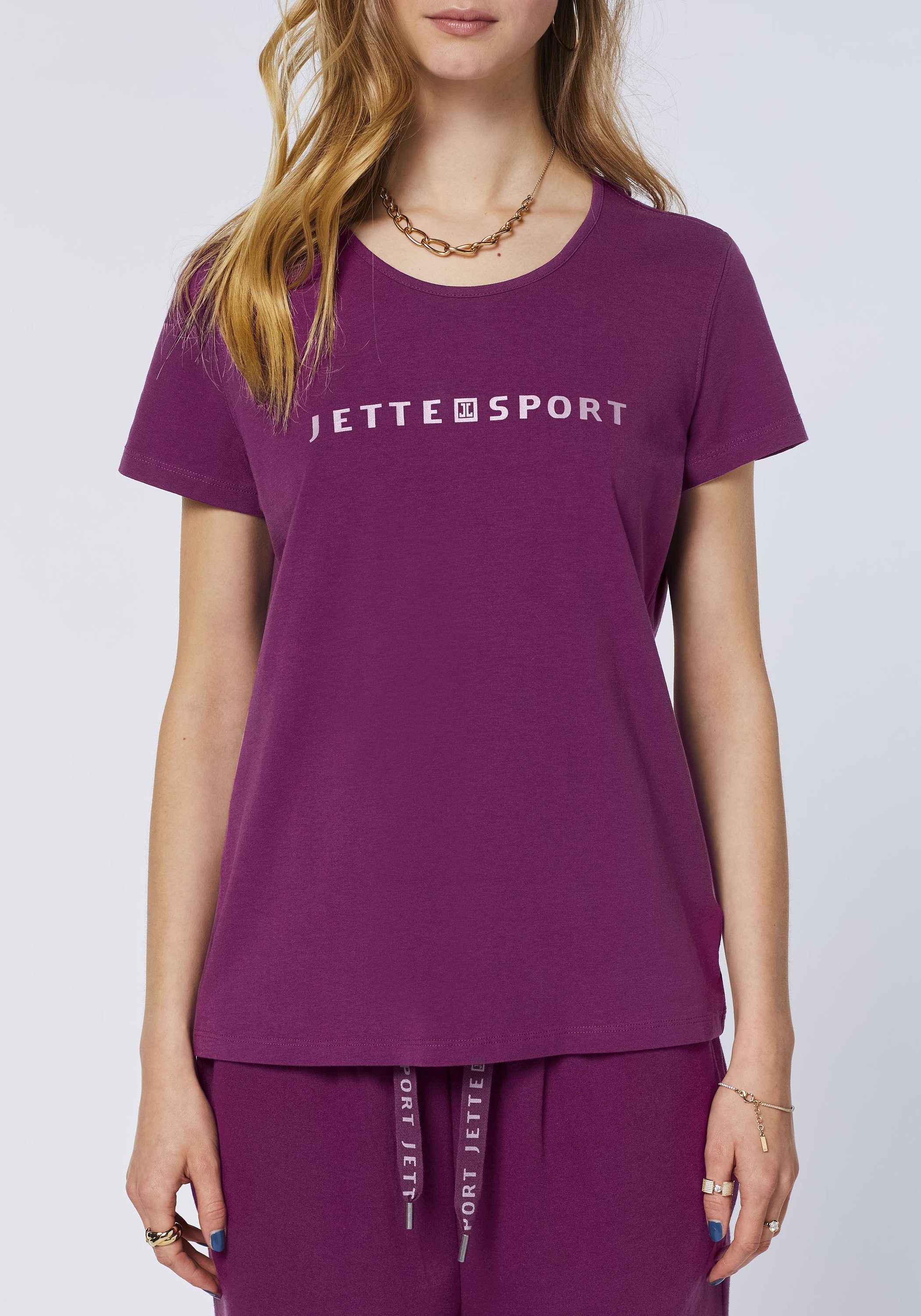 JETTE Label-Print mit 19-2524 Purple SPORT Dark Print-Shirt