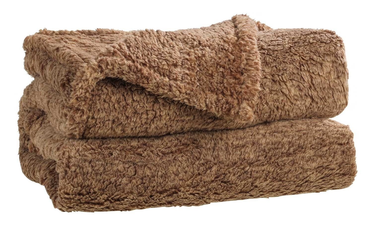 Wohndecke JAINA, Fleecedecke, Braun, 150 x 200 cm, Home4You, Decke