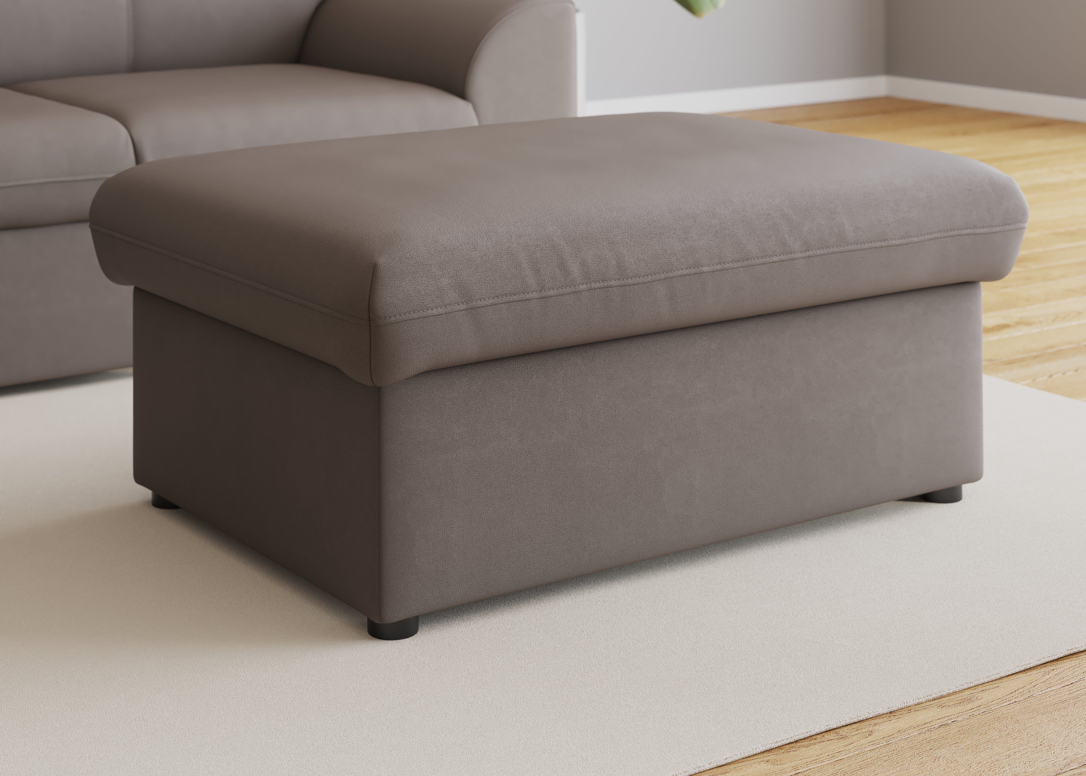 DOMO collection Hocker Topper, mit Wellenunterfederung, auf Kunststoffgleitern