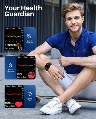 SOUYIE 2024 Fur Herren Damen mit Bluetooth Anruf, 5,2 cm AMOLED Display Smartwatch (2.0 Zoll, Android / iOS), mit Schlafmonitor, Herzfrequenz, IP68 Wasserdicht Aktivitätstracker