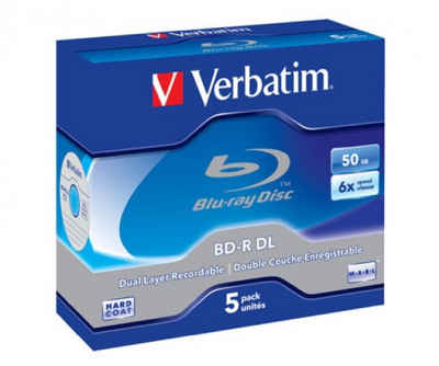 Verbatim Blu-ray-Rohling 5 Verbatim Rohlinge Blu-ray BD-R Dual Layer 50GB 6x Jewelcase
