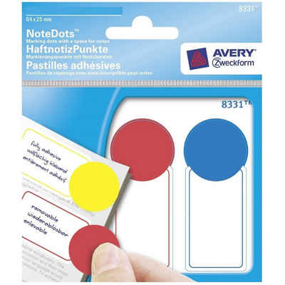 Avery Zweckform Haftnotizblock Haftnotiz-Punkte 3-farbig sortiert 900x, Notiz-Zettel Klebe-Zettel Lesezeichen Etikett Haftstreifen Flag