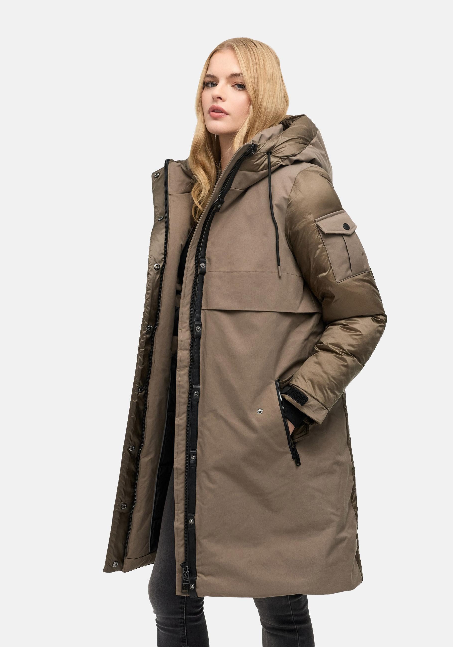 Navahoo Funktionsmantel Peakstorm 14 Modischer Damen Wintermantel aus Materialmix