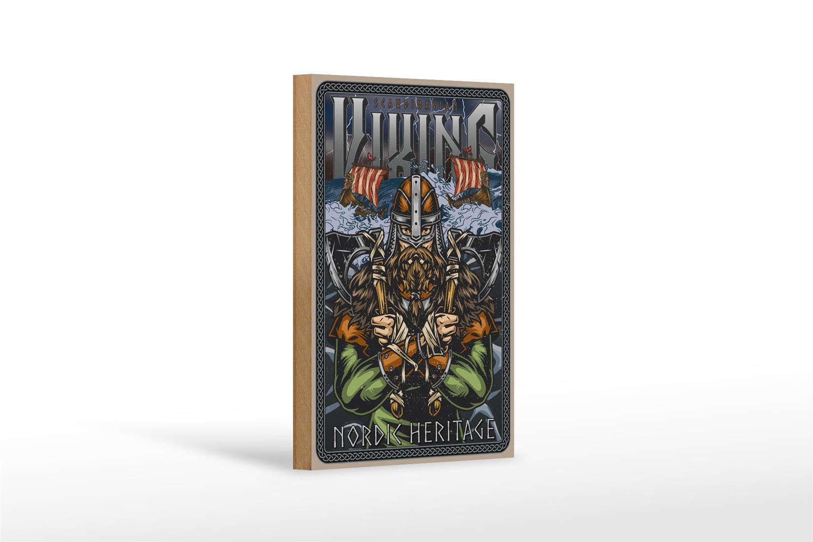Holzbild Wikinger 12x18cm Vikings nordic heritage