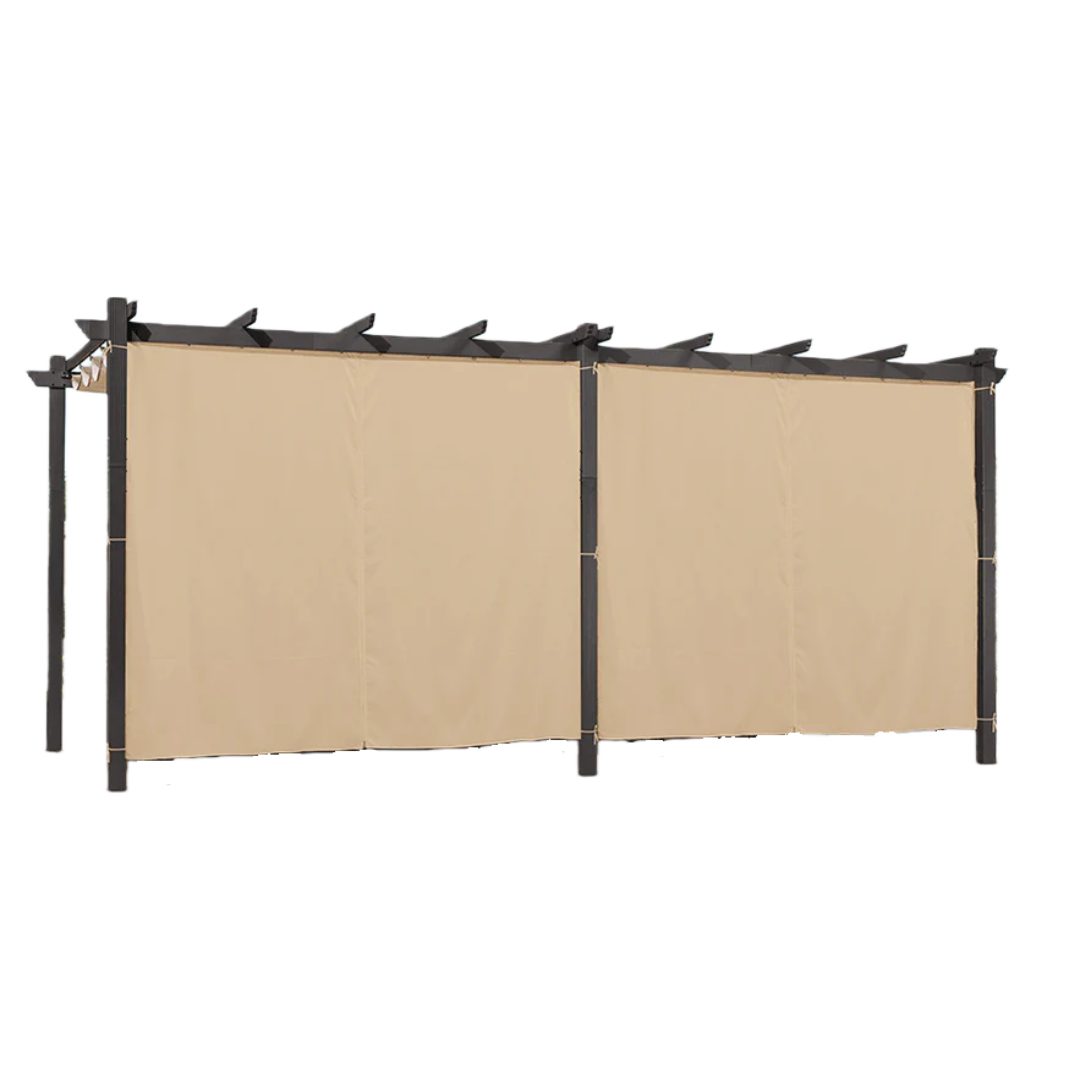 PURPLE LEAF Pergola Aluminium Pavillon mit Schiebedach und Outdoor Curtains, BxTxH: 355x555x245 cm, (Pergola mit Seitenwänden, 1×Pergola und 1 x Schiebedach), Wasserdicht und UV-beständig, Schutz der Privatsphäre