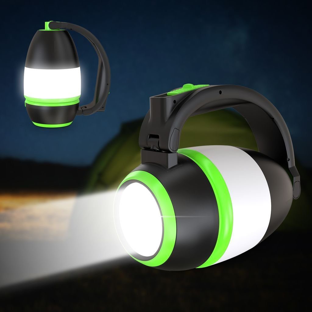 Gartenstrahler 2 Taschenlampe 1 LED Campinglampe - Tragegriff integriert, klappbar LED 3 B.K.Licht Tischleuchte Outdoorlampe Batteriebetrieb BKL1490, in fest Helligkeitsstufen