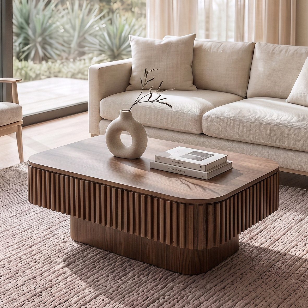 Celya Couchtisch 98 cm Rechteckiger Cocktailtisch mit verstecktem Stauraum (aus Massivholzfurnier, einfache Montage in 5 Minuten, für Wohnzimmer)