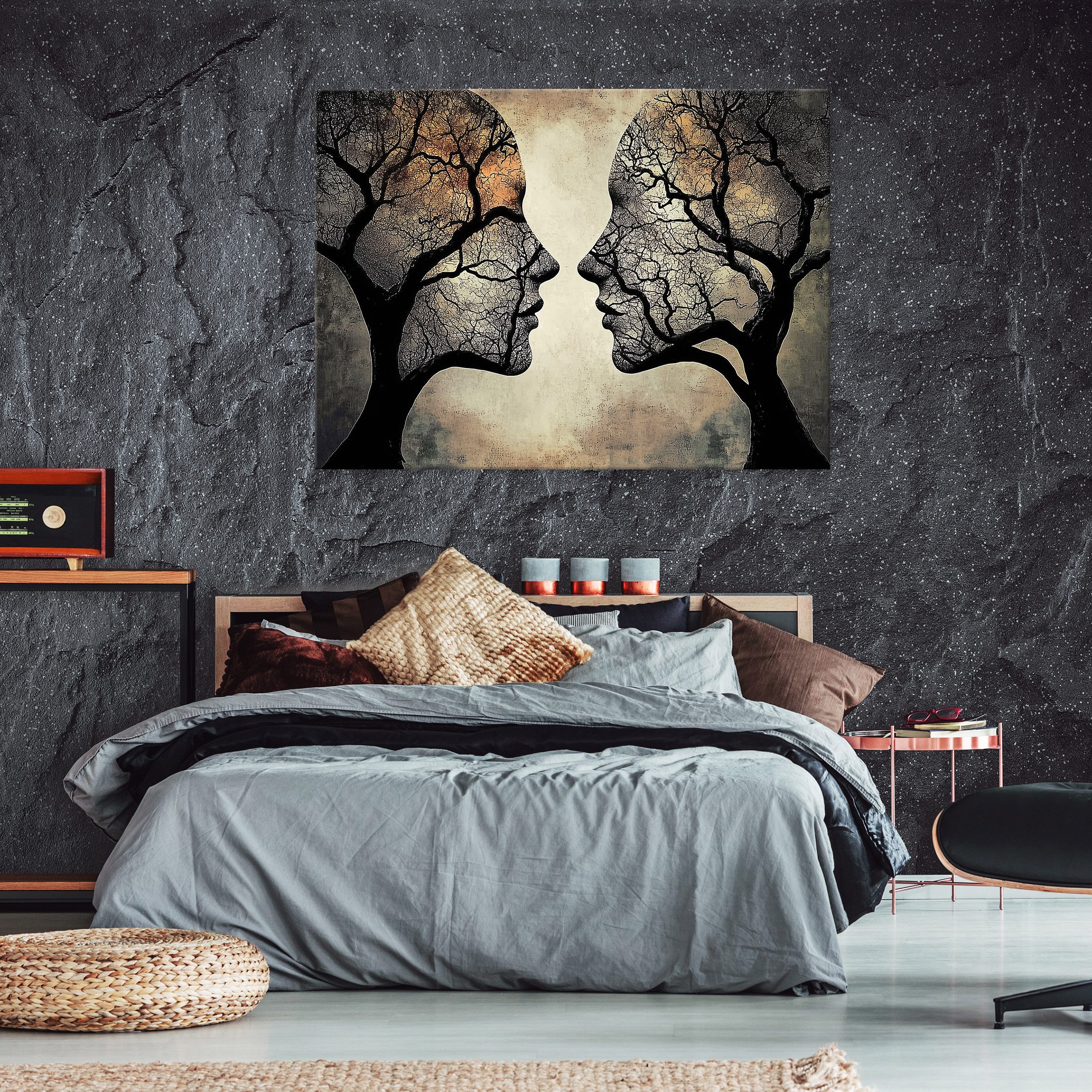 Wallarena Leinwandbild Abstrakt Baum Beige Kunst Wandbilder XXL Wand Deko B günstig online kaufen