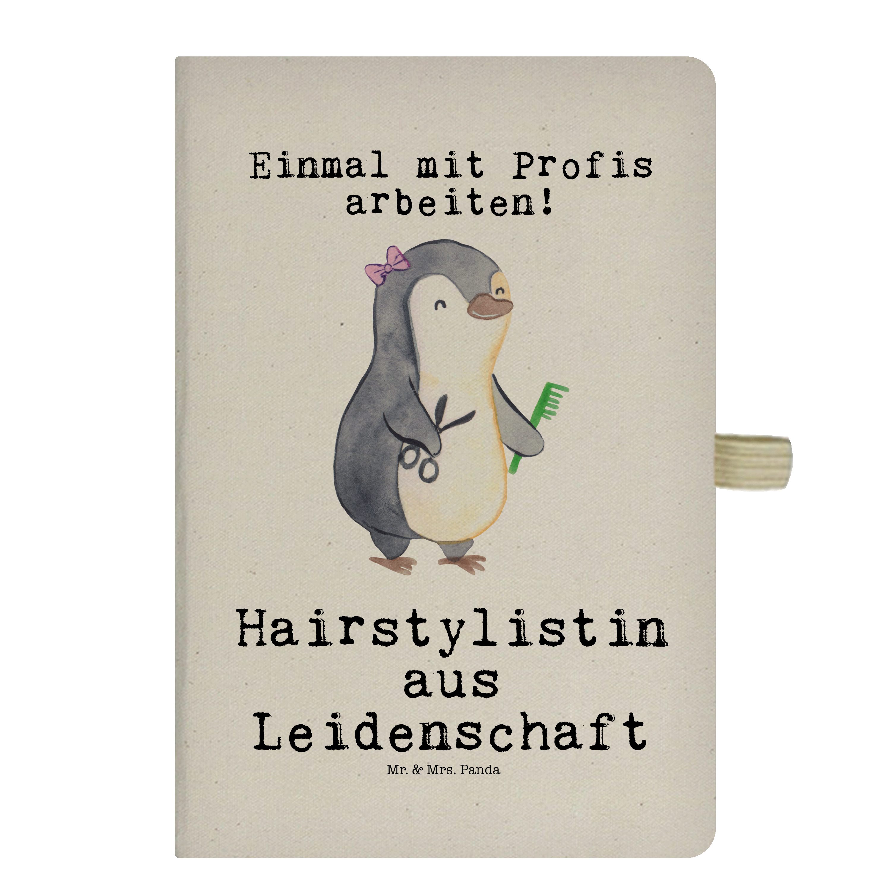 Mr. & Mrs. Panda Notizbuch Hairstylistin Leidenschaft, babykleidung body, Transparent, Notizbuch Mr. & Mrs. Panda