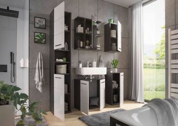 Badezimmerspiegelschrank Spiegelschrank, GLACK, Schwarz, B 60 cm, T 20 cm