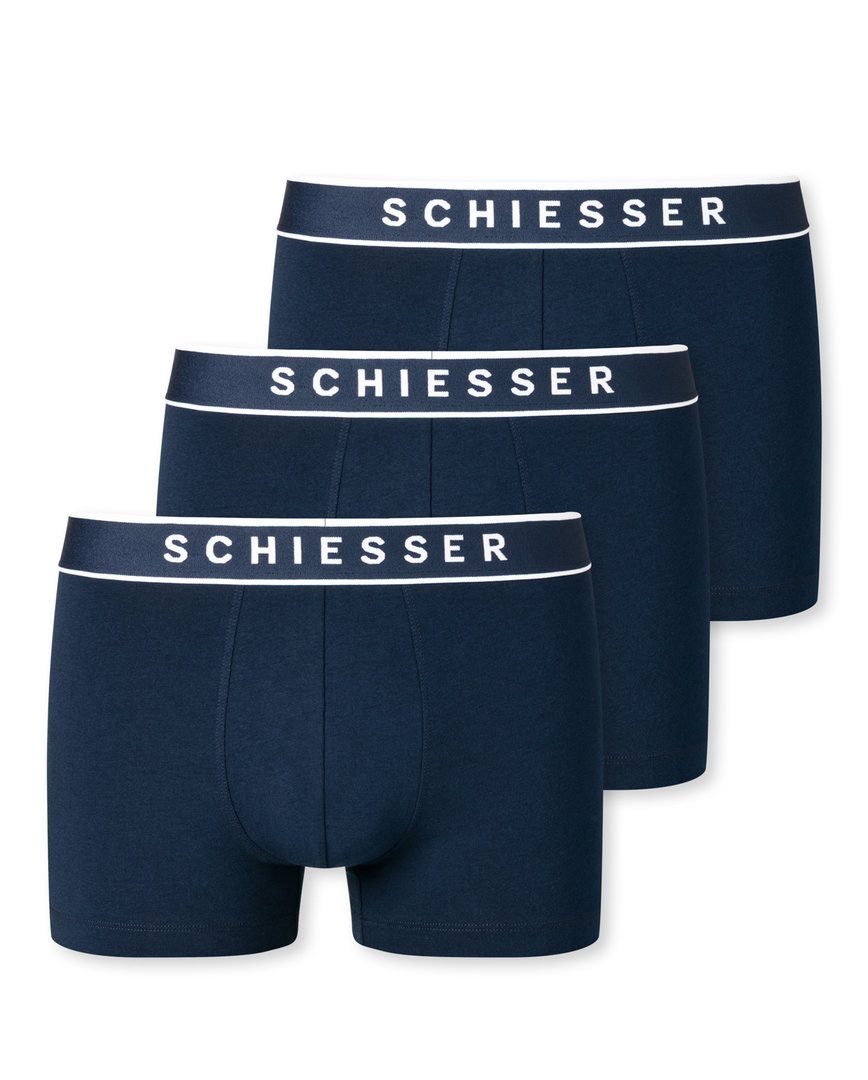 Schiesser Jungen Unterhose 3er-Pack – Blau/türkis, Mit Hai-Motiv, 95% Baumwolle, Größe 128