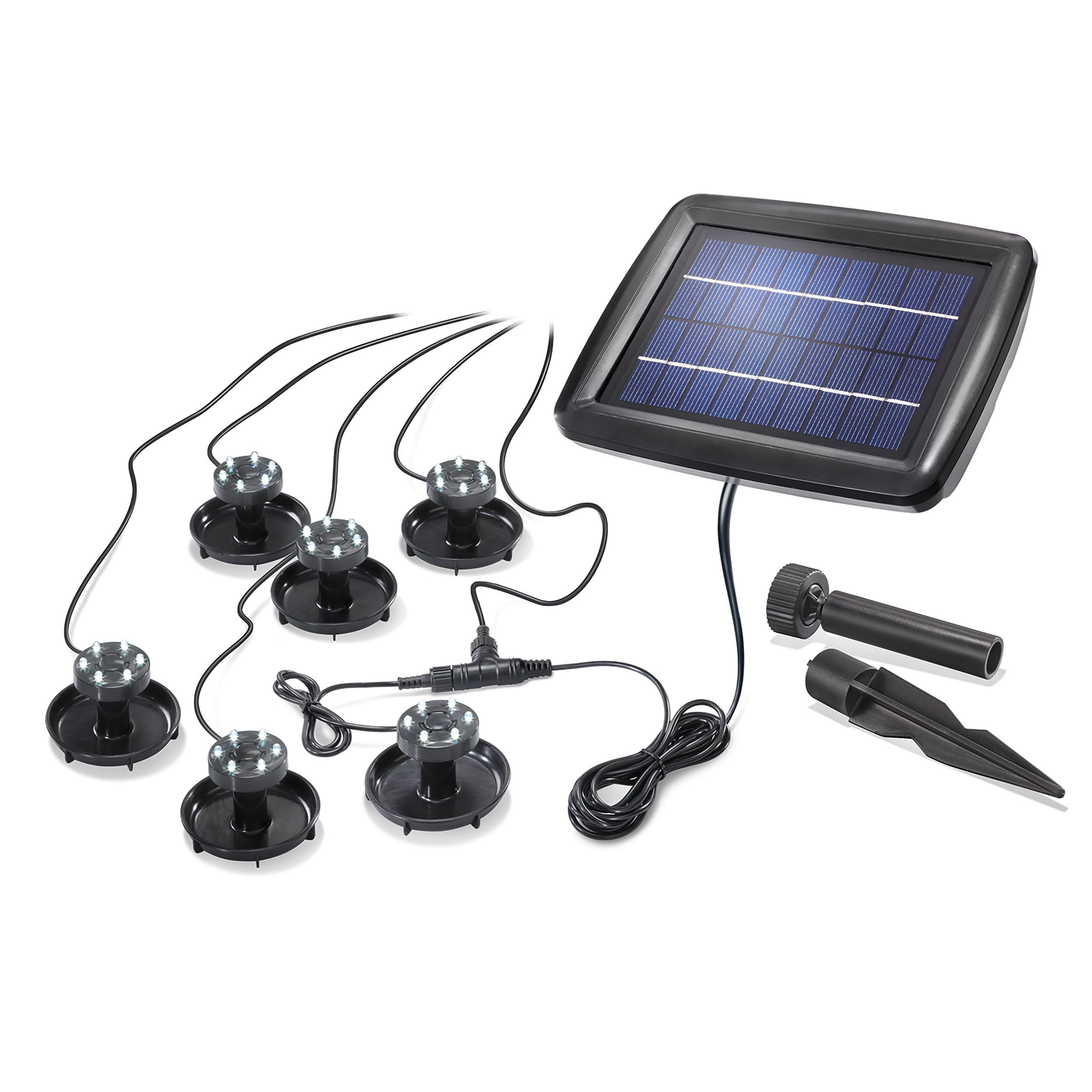 esotec LED Teichleuchte 6 Solar Unterwasserstrahler SuperSplash 6LEDs 6000K wasserdicht 102150, Tagsüber lädt das Solarmodul den Akku auf. Bei Dämmerung schaltet sich automatisch die Solarleuchte ein., LED fest integriert, 6500k kaltweiß, Unterwasser-Strahler