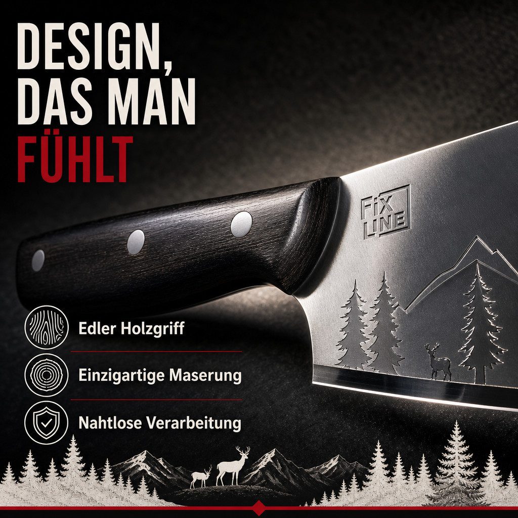 FIXLINE Gemüsemesser Santokumesser 18cm Black Forest Edition Profi-Küchenmesser, Perfekte Geschenkidee – Bild 5 von 5