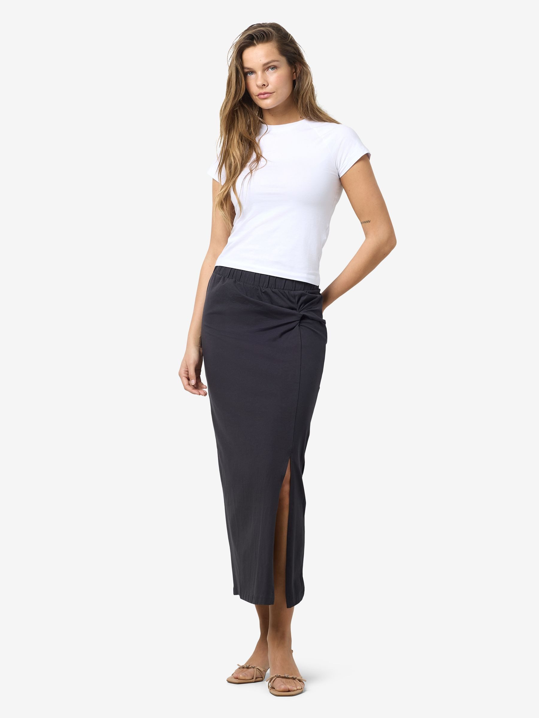 Noisy may Sommerrock Elastischer Bund, seitlicher Schlitz, knöchellang NMCAMILLA HW KNOT SKIRT JRS NOOS