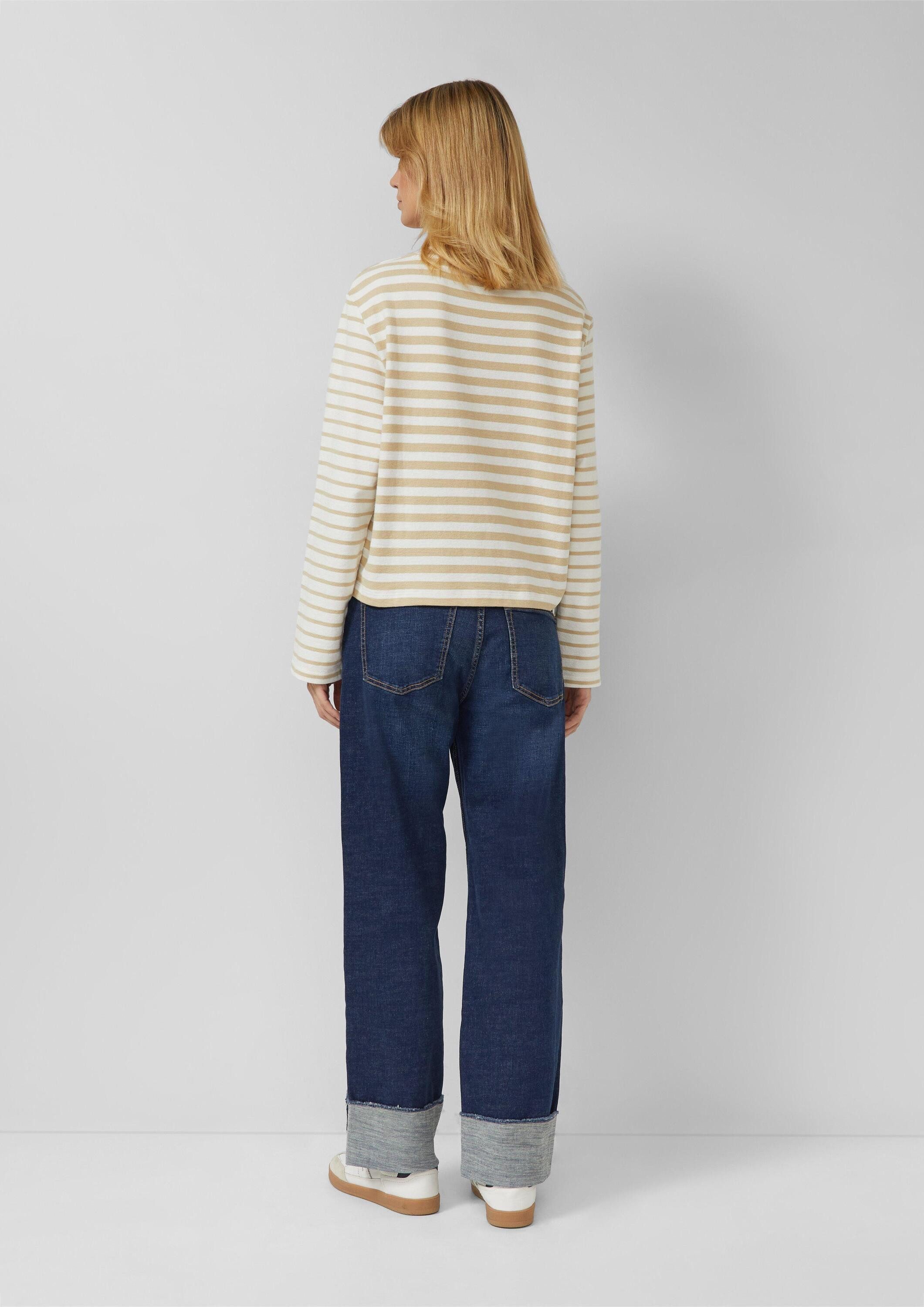 s.Oliver Sweatshirt Sweatshirt Gestreiftes Jersey-Sweatshirt mit Rundhalsausschnitt