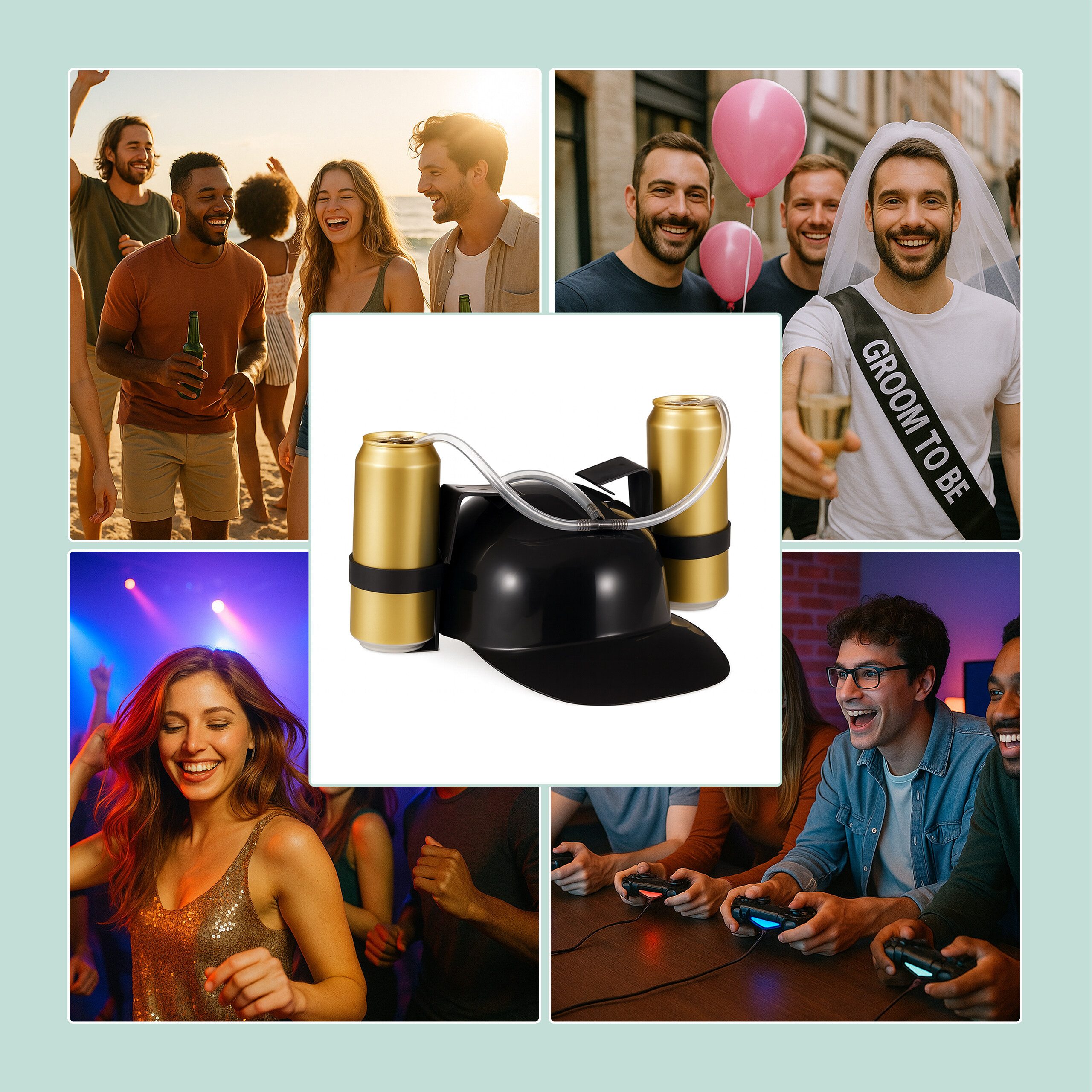 relaxdays Partyanzug 4x Party Trinkhelm, schwarz