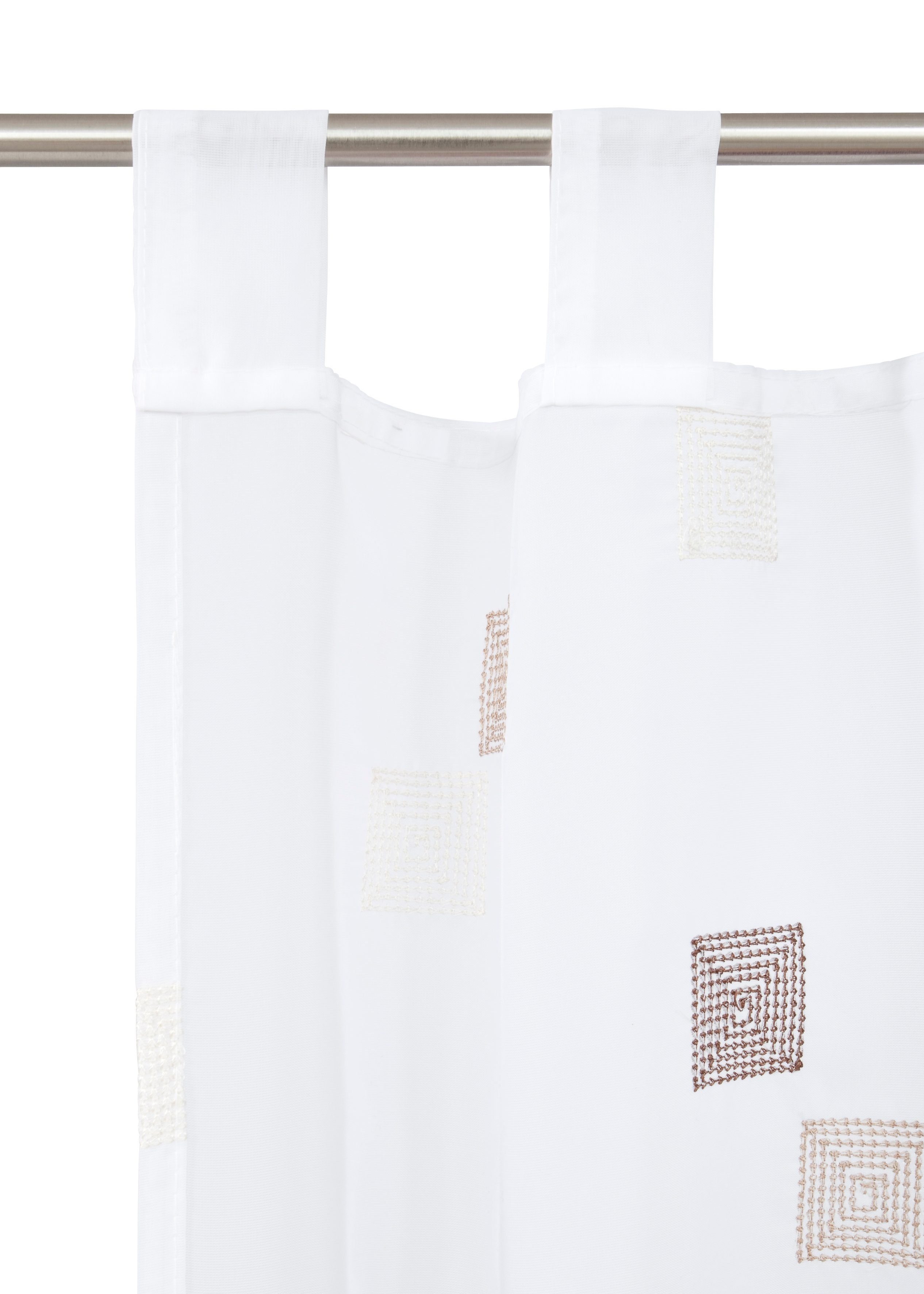 ELBERSDRUCKE Scheibengardine Quadro (1 St), Schlaufen, transparent, Voile