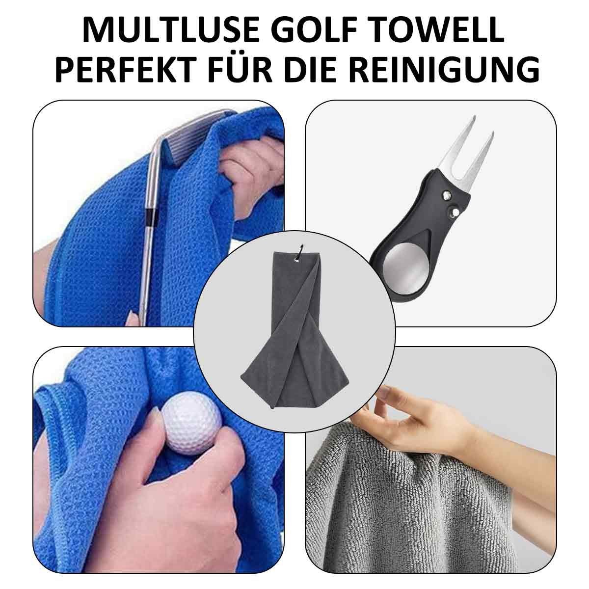 Golfhandtuch,Premium Handtücher grau Stoff,Waffelmuster Jormftte Gefaltetes Mikrofaser