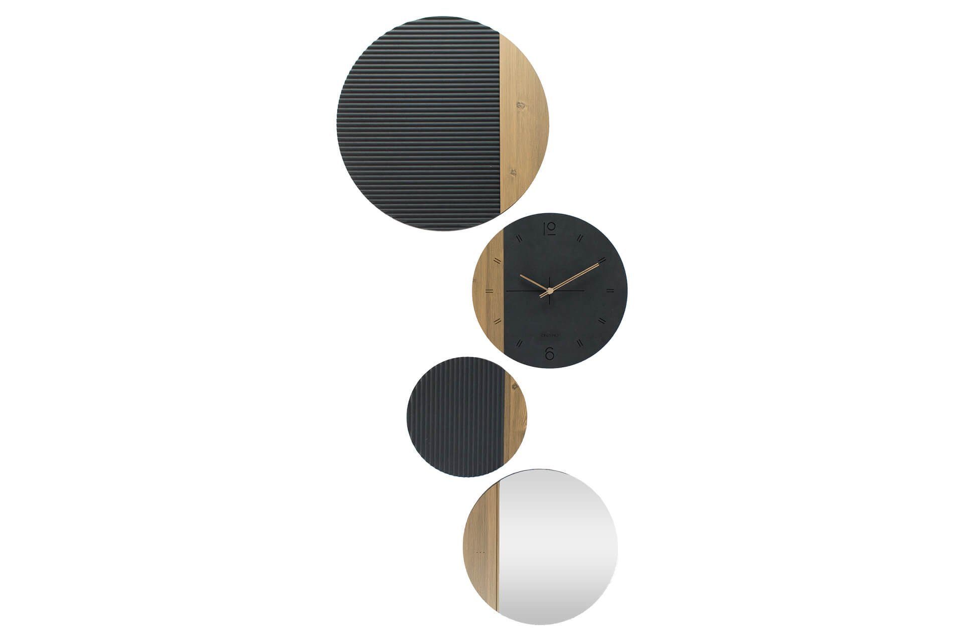 ONZENO Wanduhr THE BLACK SYMBIOSIS. 54.7x133.9x0.9 cm (handgefertigte Design-Uhr)