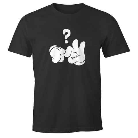 MoonWorks Print-Shirt Herren T-Shirt Comic Hände Ficken Bumsen Fragezeichen Fun-Shirt lustiger Aufdruck Moonworks® mit Print