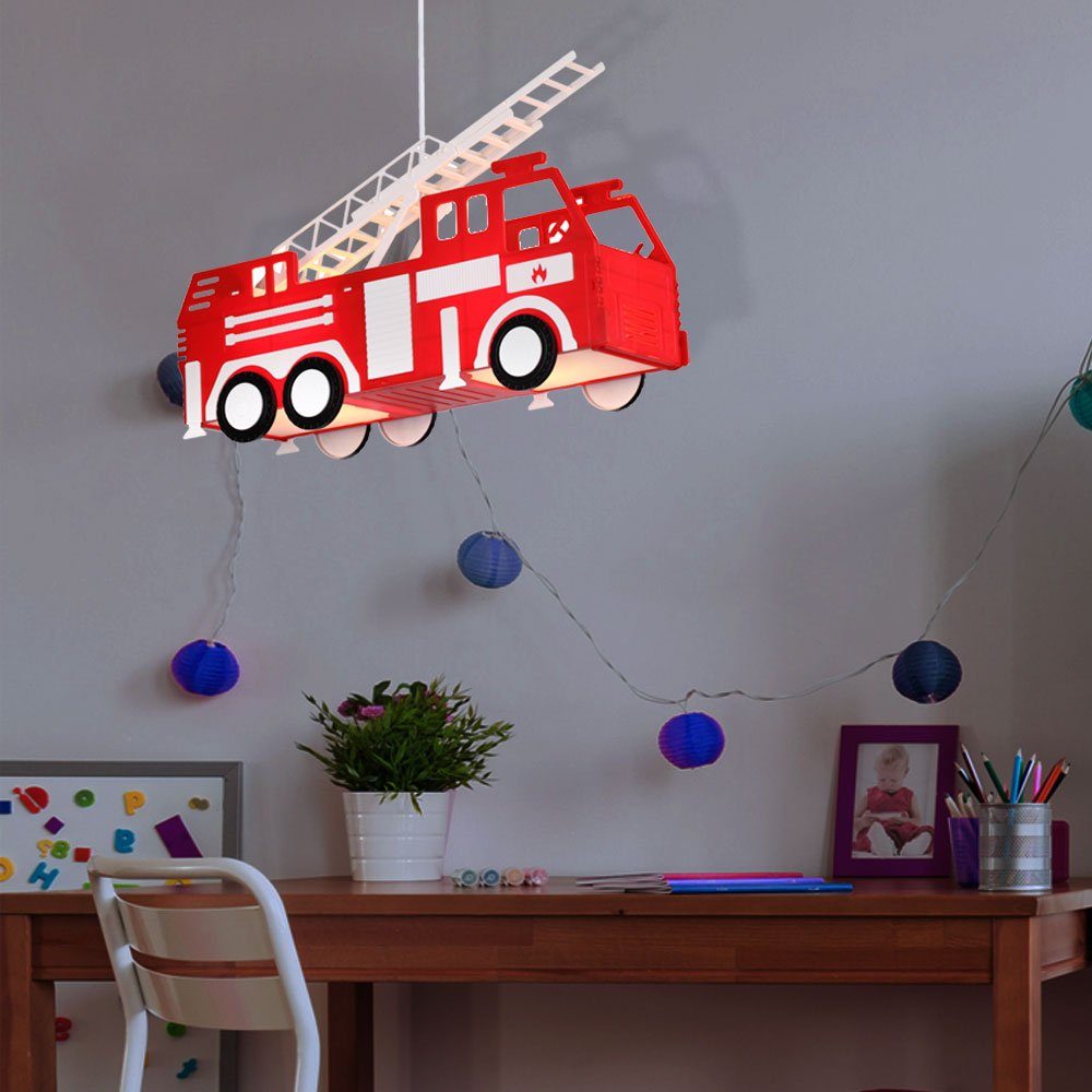 nicht Leuchtmittel Dekolicht, Feuerwehr Kinderzimmer Kinderzimmerlampe inklusive, etc-shop Pendelleuchte Hängelampe