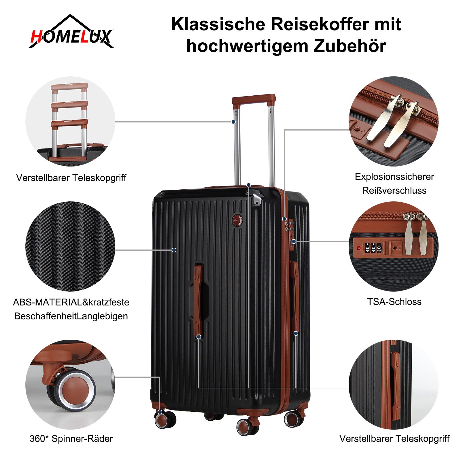 HOMELUX Kofferset Reisekoffer Set 3-teilig Hartschalenkofferset, günstig online kaufen