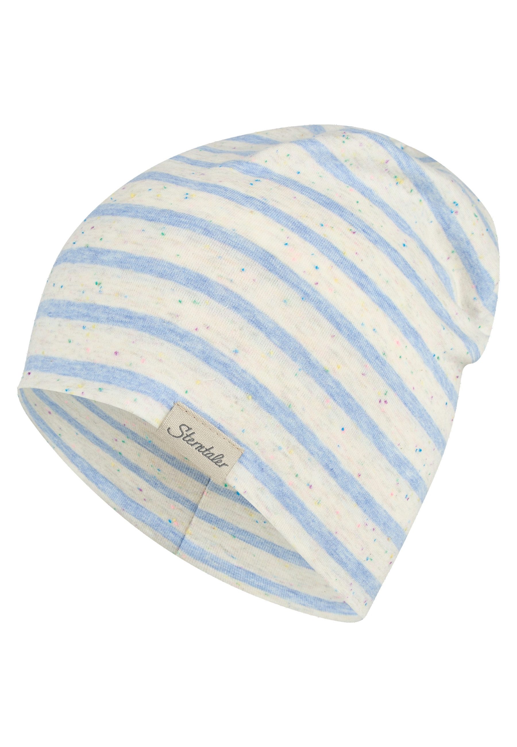 Sterntaler® Beanie 50+ Beanie Streifen (1-St) Beanie aus Ringel-Melange-Jersey mit Pünktchen, 2 Tragevarianten