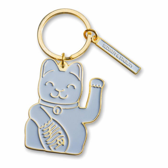 Donkey Products Schlüsselanhänger Lucky Cat Key Ring Grey Maneki Neko
