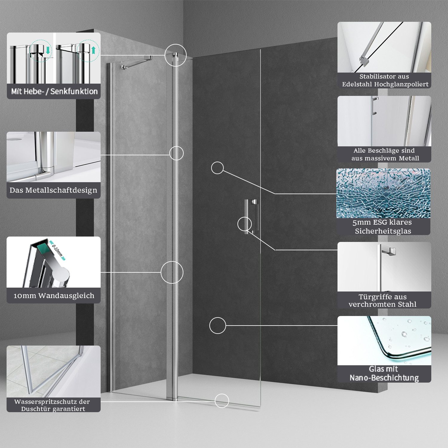 Boromal Walk-in-Dusche faltbar Walk In Dusche günstig online kaufen