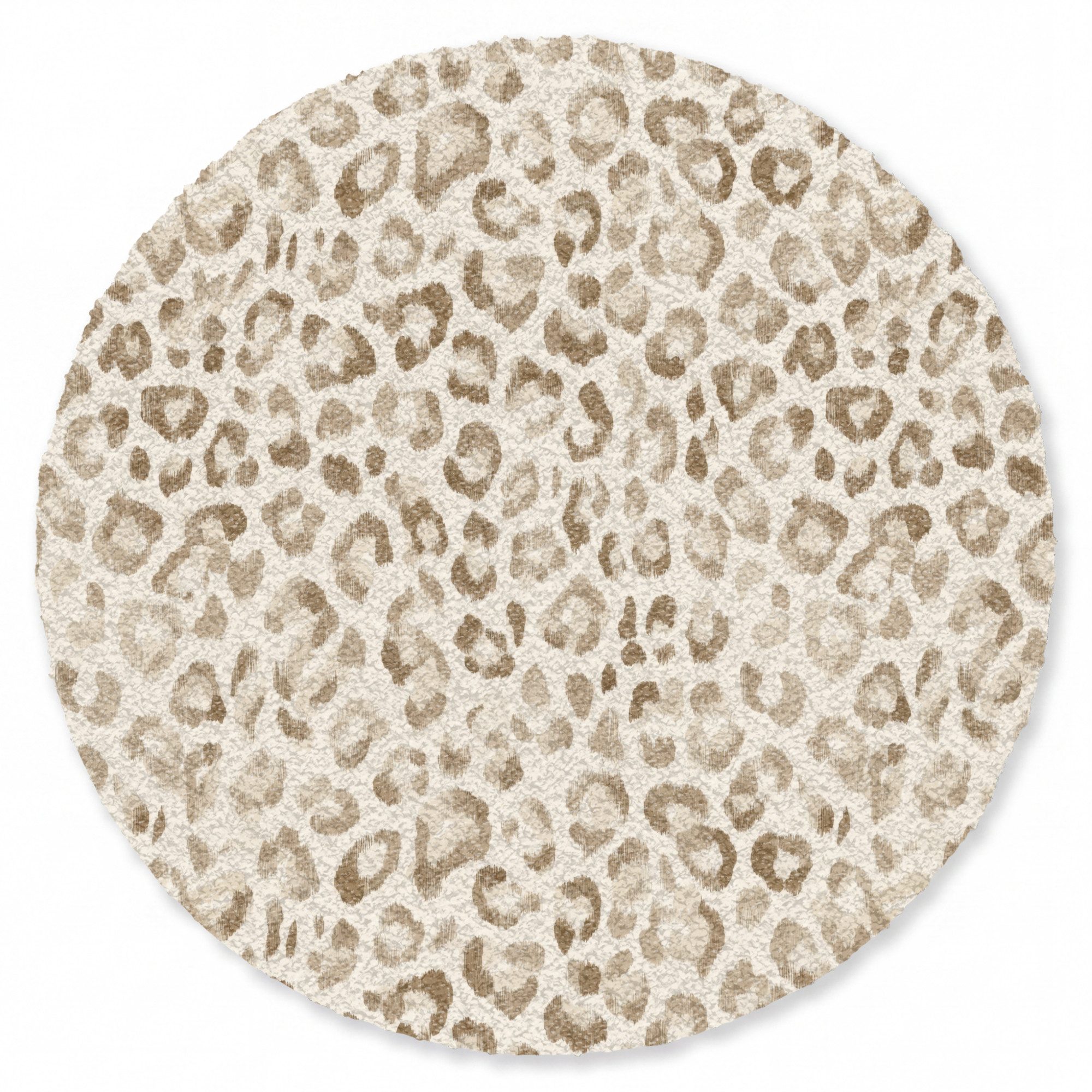 OnlyWow Teppich Rund Leopard - Klassisch - Beige, Rechteckig, Wohnzimmer, Schlafzimmer, Kurzflor 90x90 cm