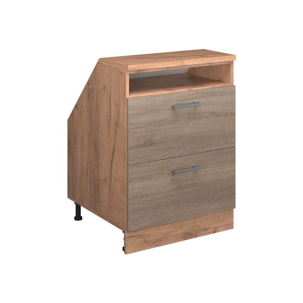 Vicco Kommode Rion, Sonoma/Goldkraft Eiche, 60 x 81.6 cm mit 2 Schubladen, Schran... (1 St)