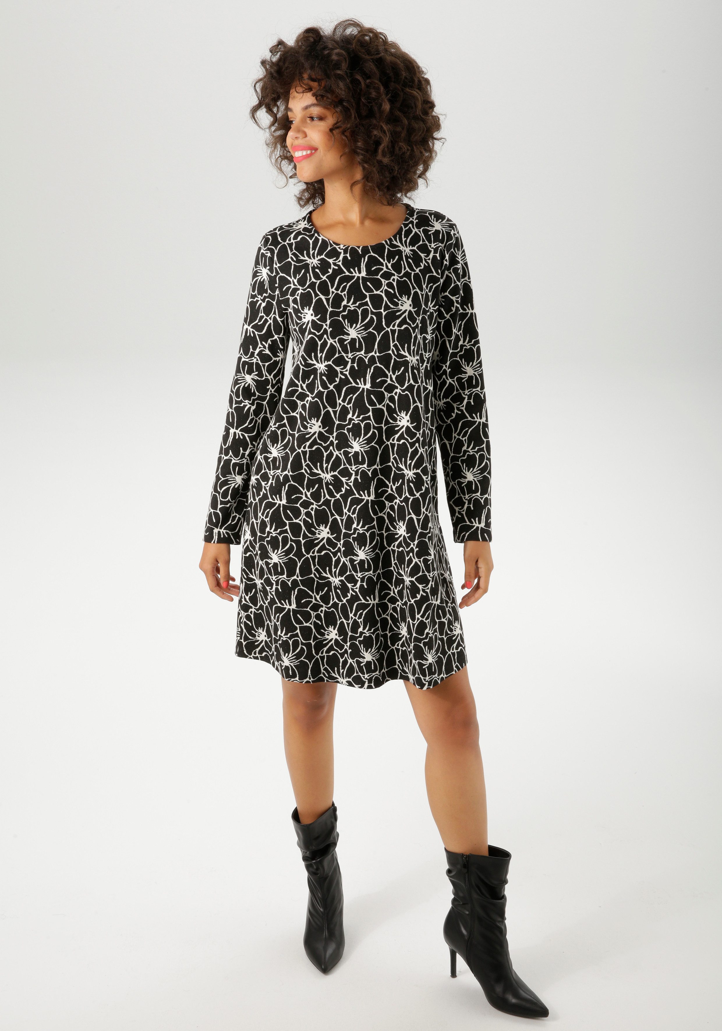 Aniston CASUAL Jerseykleid mit grafischen Blüten günstig online kaufen