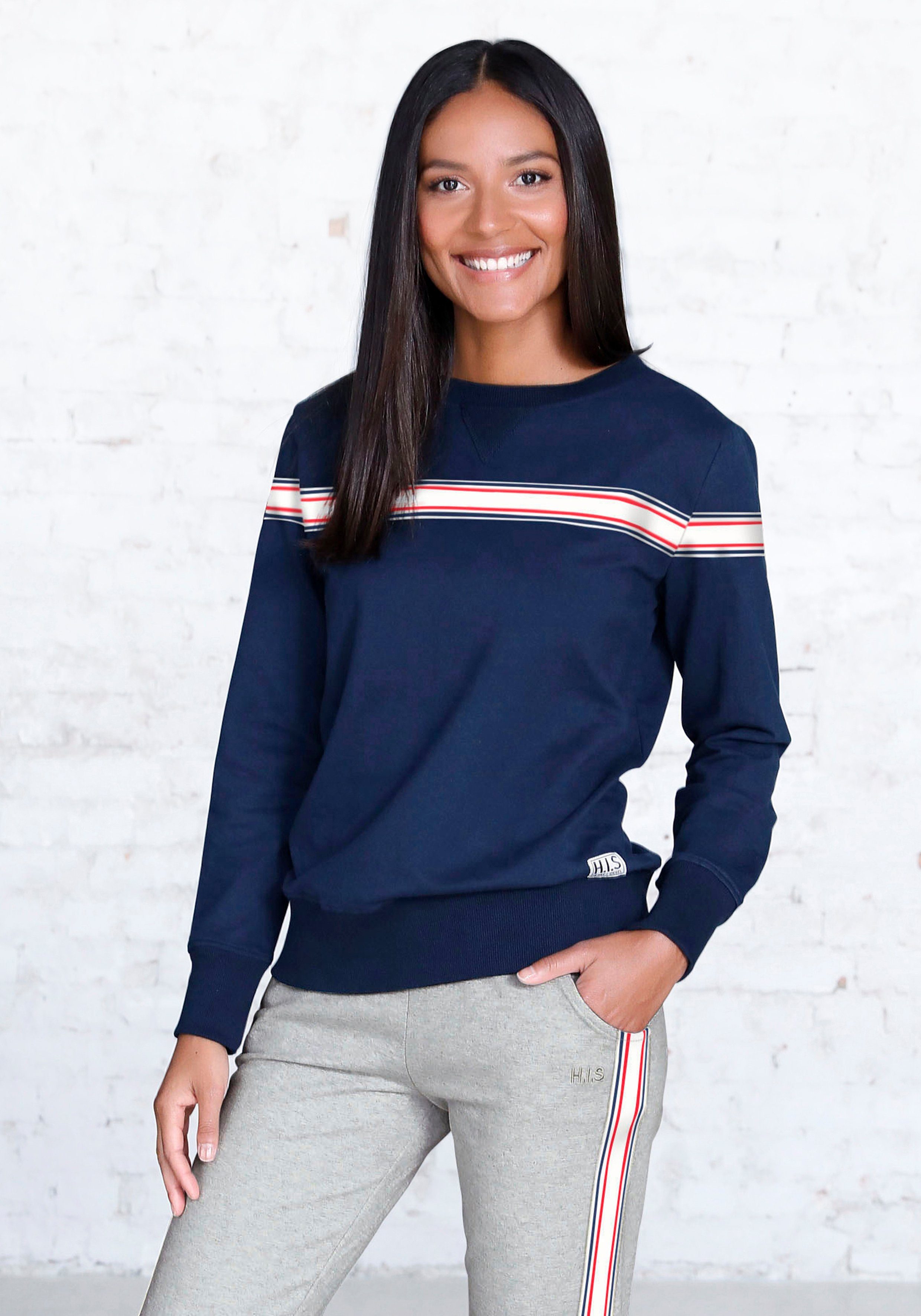 Loungeanzug Loungewear, Tape, marine gestreiftem H.I.S Sweatshirt mit