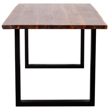 bene living Baumkantentisch Rom - 160 - 200 x 90 cm - Akazienholz, Massivholz - Gestell U-Form - 3,5 cm Tischplatte - Esszimmer - Büro