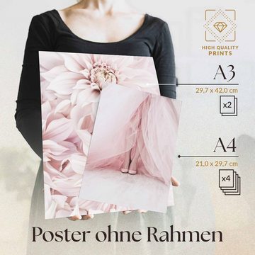 Heimlich Poster »Set als Wohnzimmer Deko, Bilder DINA3 & DINA4, Paris Fashion Blumen«, Blumen