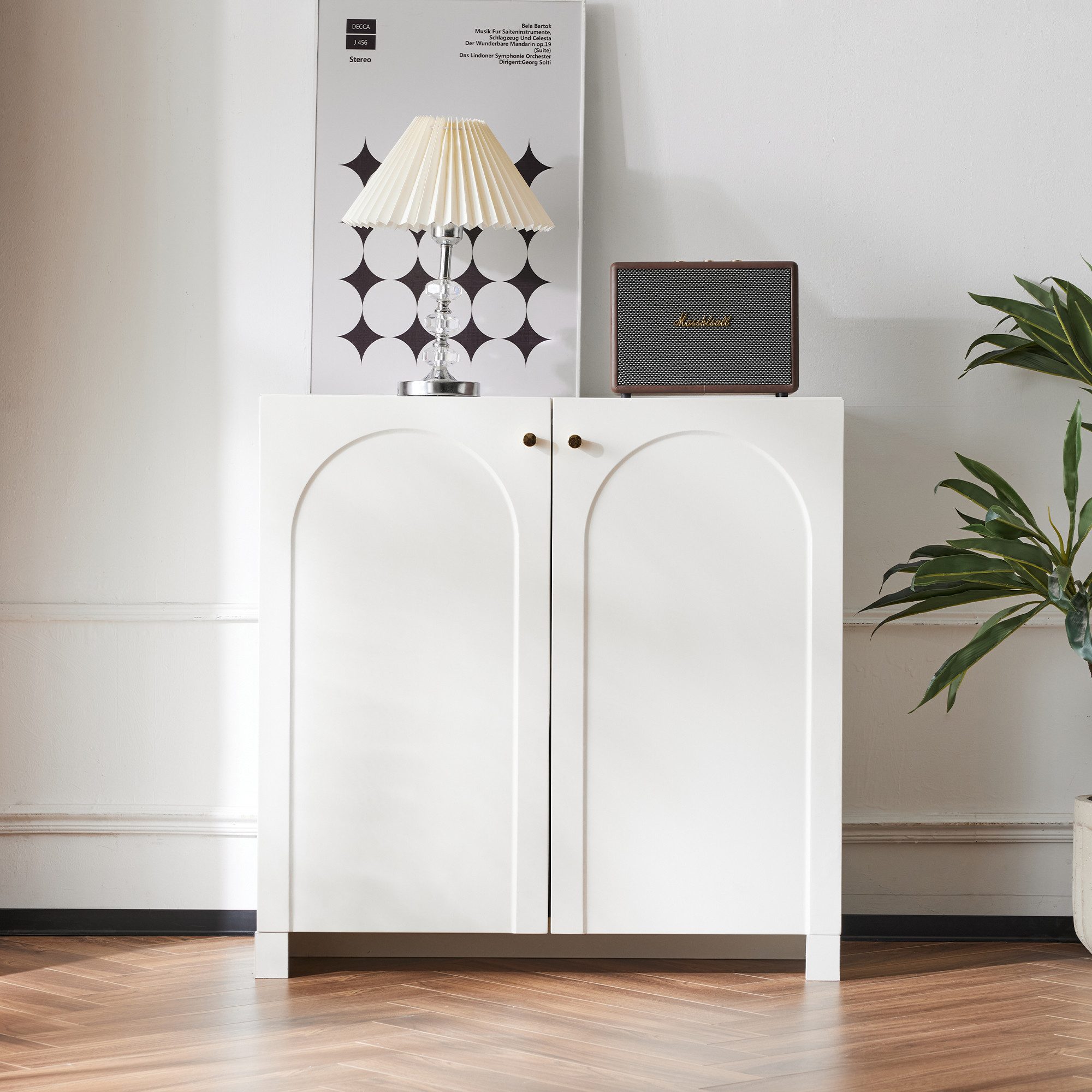 Flieks Kommode mit 2 Türen Creme-Weiß (1 St., 80x40x80 cm), Sideboard Standschrank Aufbewahrungsschrank Wohnzimmer