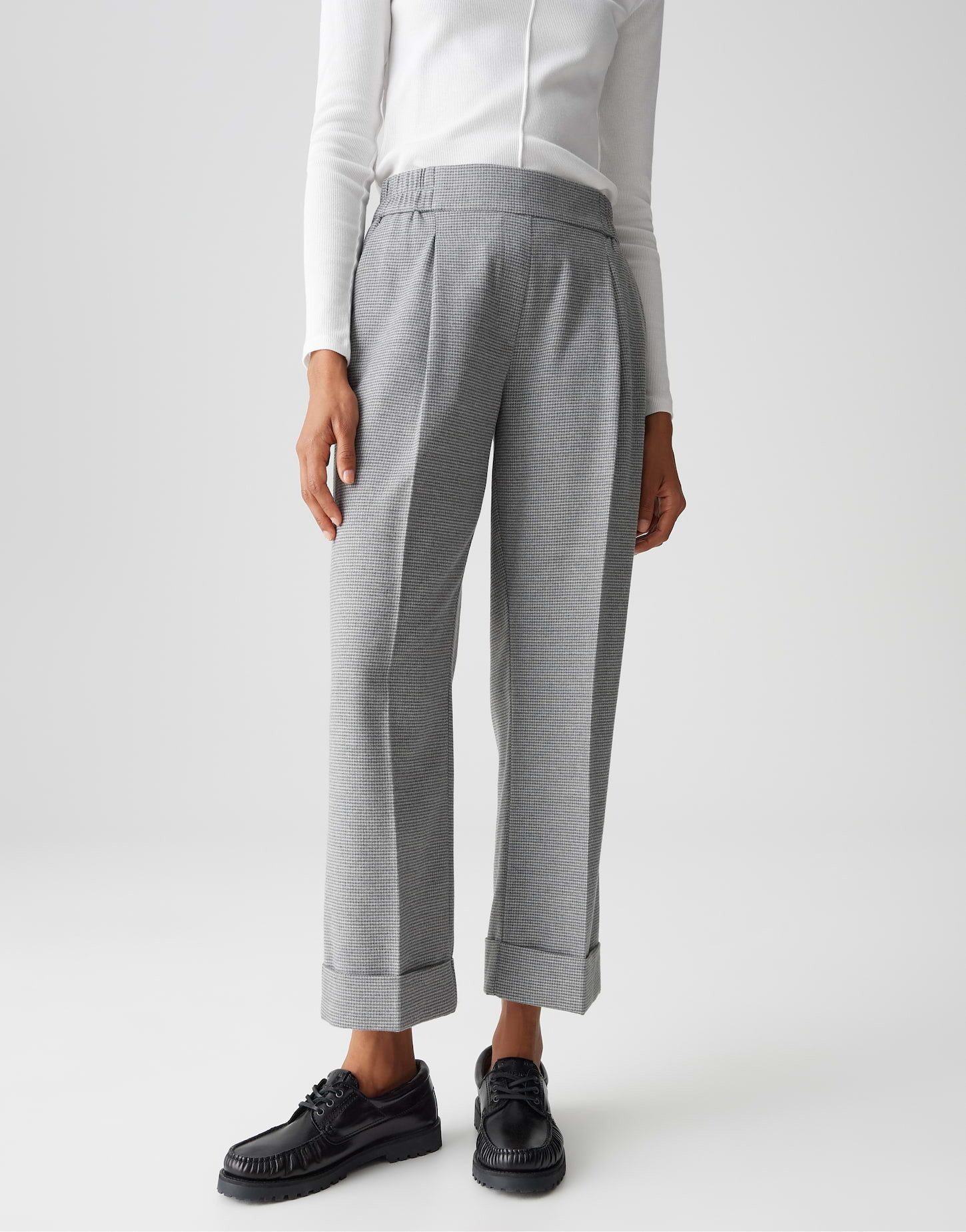 OPUS Schlupfhose MAIKITO mit feinem Pepitamuster gerader Beinverlauf, weich günstig online kaufen