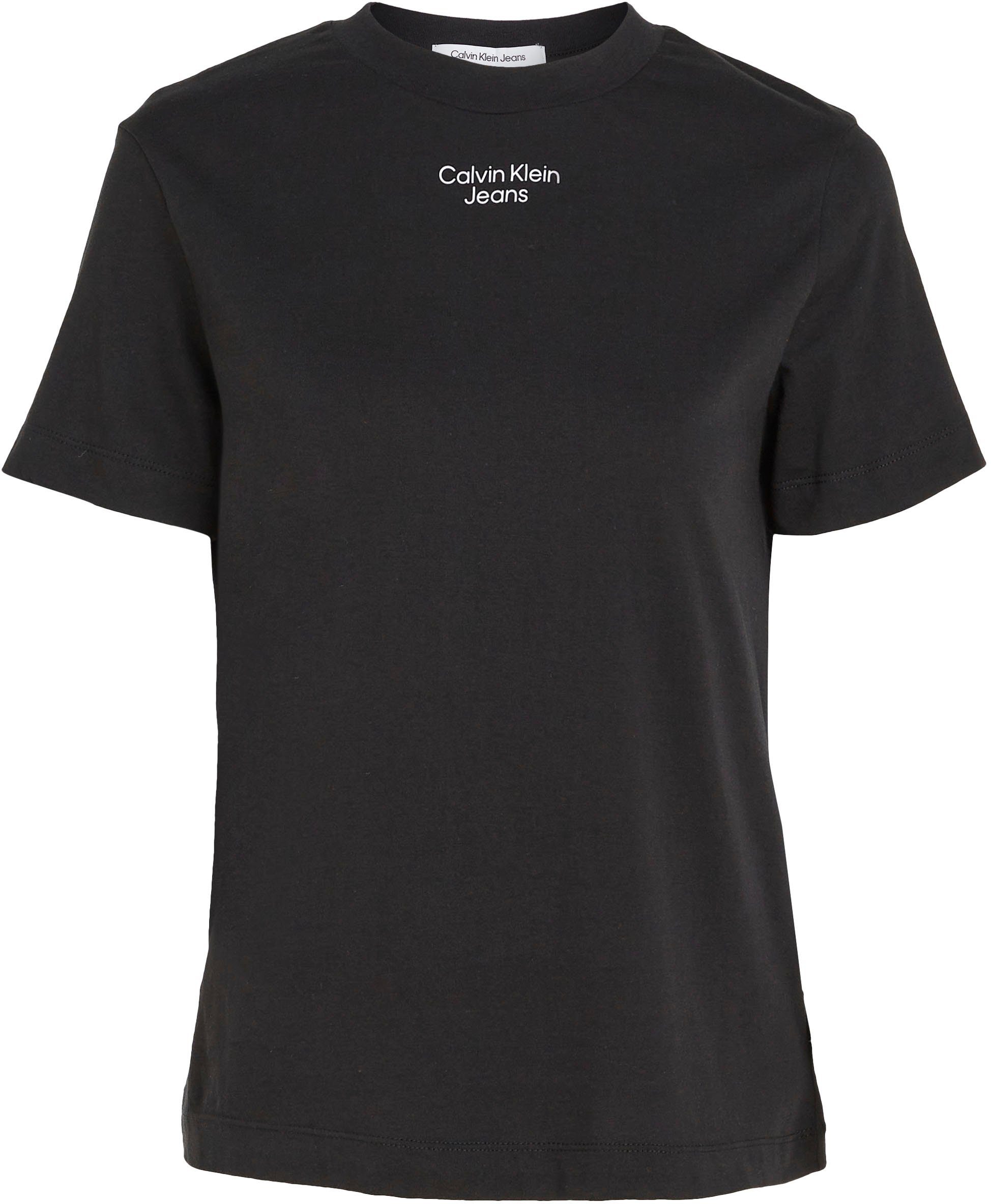 Jeans Black LOGO Klein dezentem TEE Calvin Klein mit Calvin STACKED MODERN Ck T-Shirt STRAIGHT Jeans Logodruck
