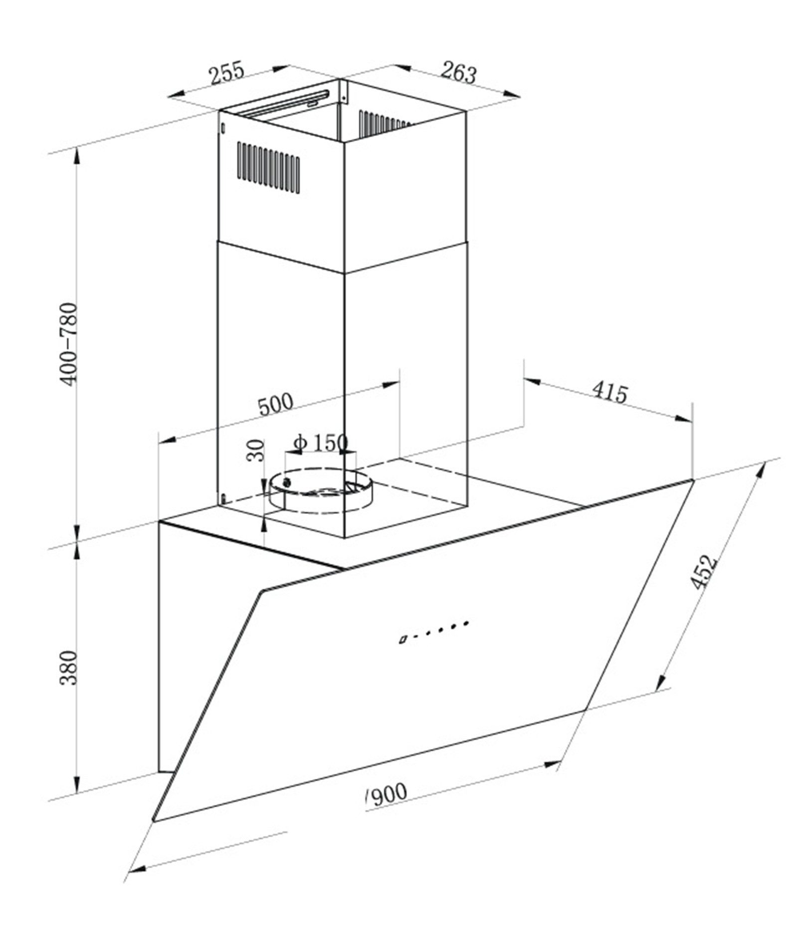 Kaiser Küchengeräte Wandhaube AT 9440 Dunstabzugshaube 90 cm, Schwarz Glas Edelstahl, 1250m³/h AT 9440 Dunstabzugshaube 90 cm, Schwarz Glas Edelstahl, 1250m³/h, Kopffreihaube 90 cm, Automatisches Öffnen, Dunstabzugshaube