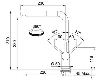 FRANKE Einbauspüle Spülenset Franke Spüle Antea Graphit reversibel mit Armatur Hochdruck