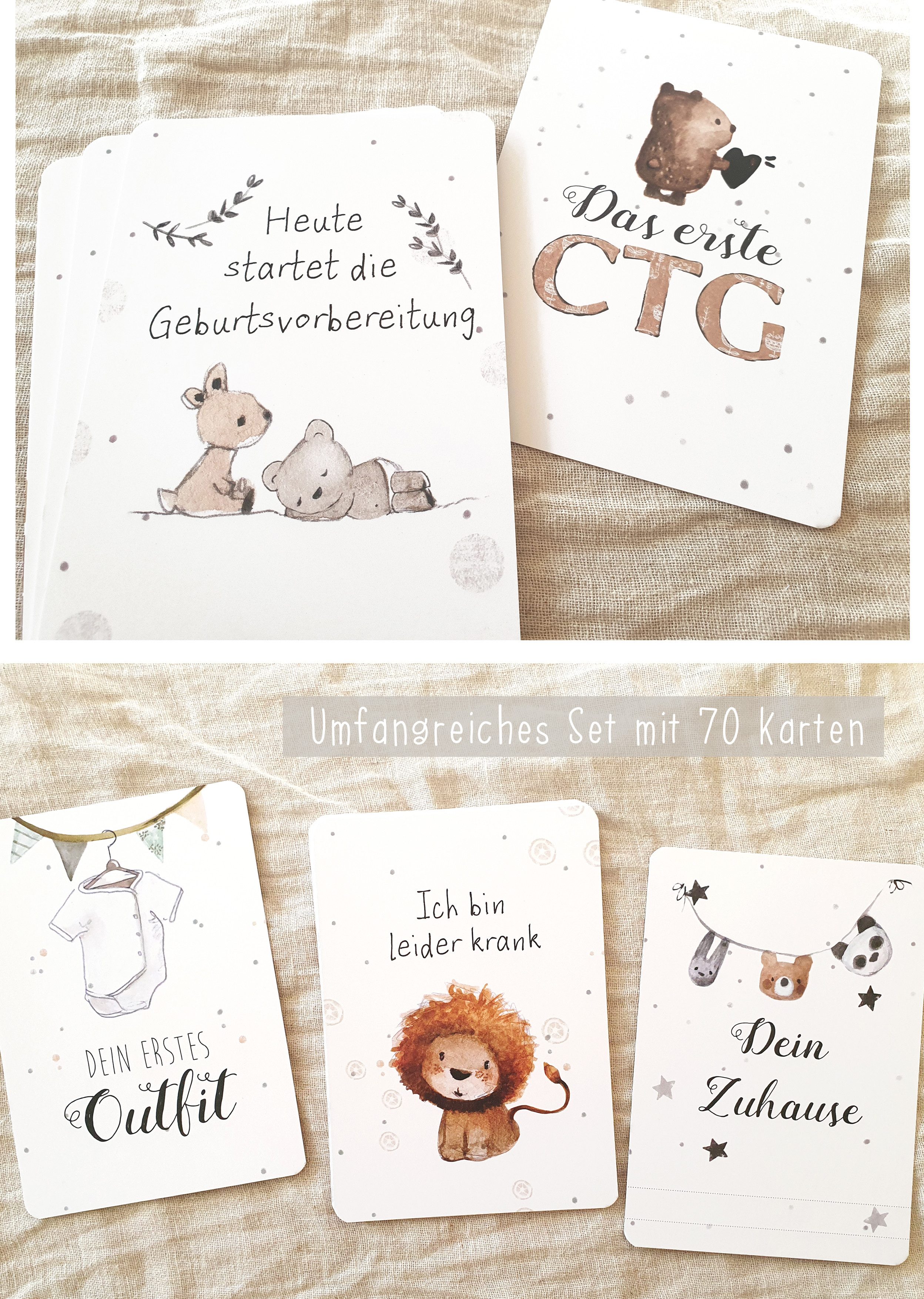 Pipapier Grußkarten Meilensteinkarten Meilensteine Schwangerschaft, Geschenk Schwangere, Handgemalte Illustrationen