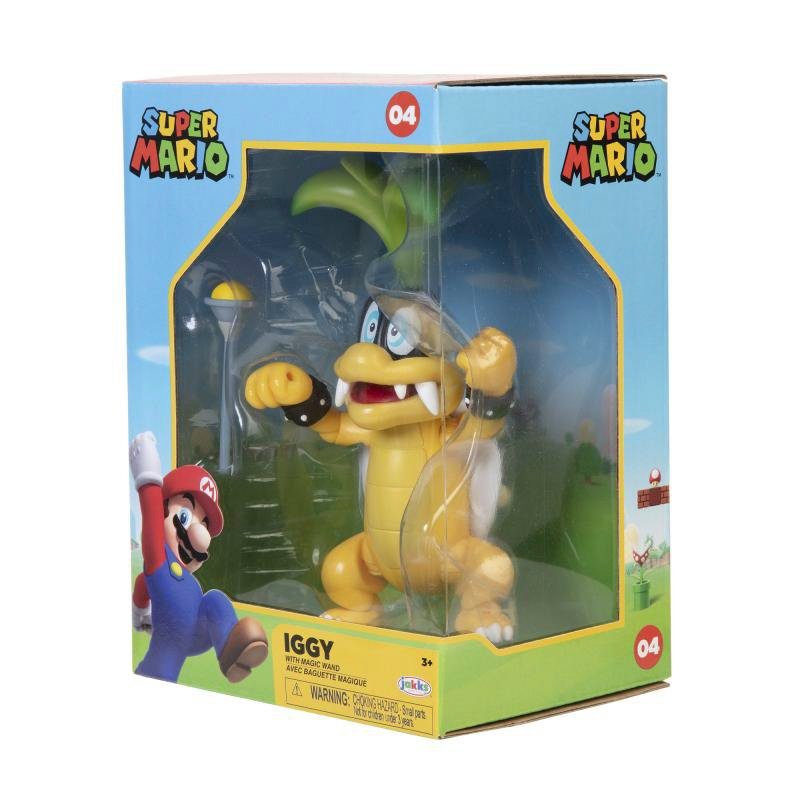 Jakks Pacific Merchandise-Figur Super Mario - Iggy Koopa 10 cm Figur (Sammlerbox), (Set, 2-tlg)
