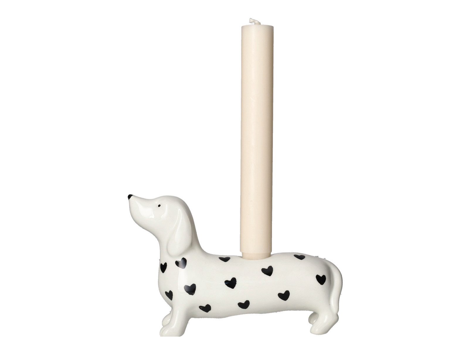 Giftcompany Kerzenhalter Mignon Kerzenhalter Dackel mit Herzen weiß 11,5cm