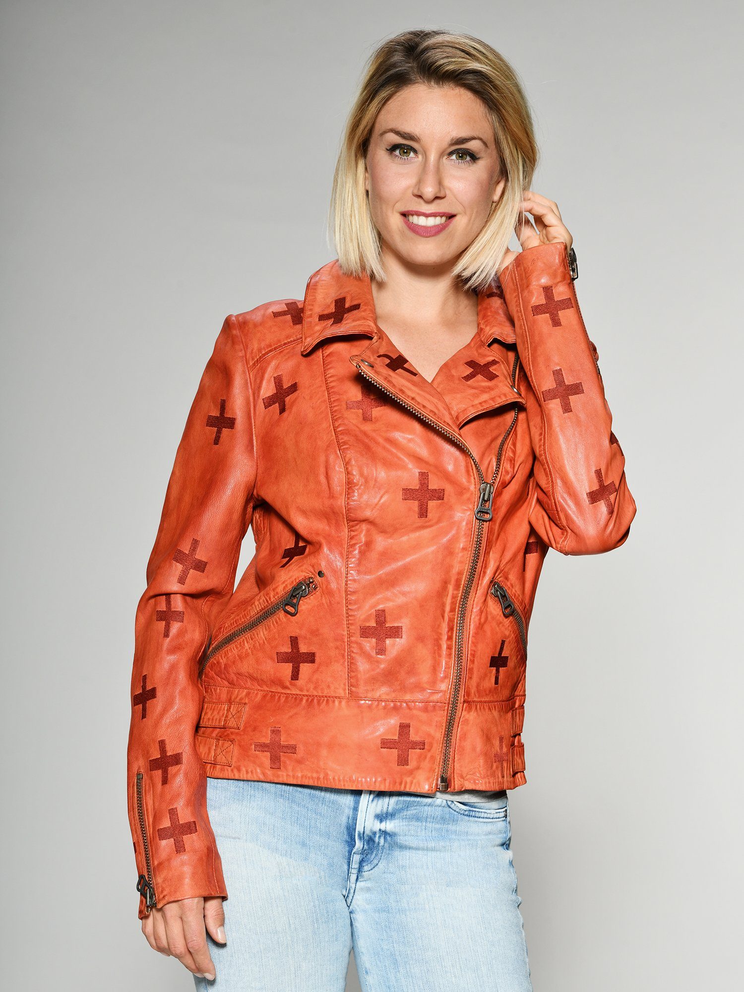 Movas Lederjacke Maze orange