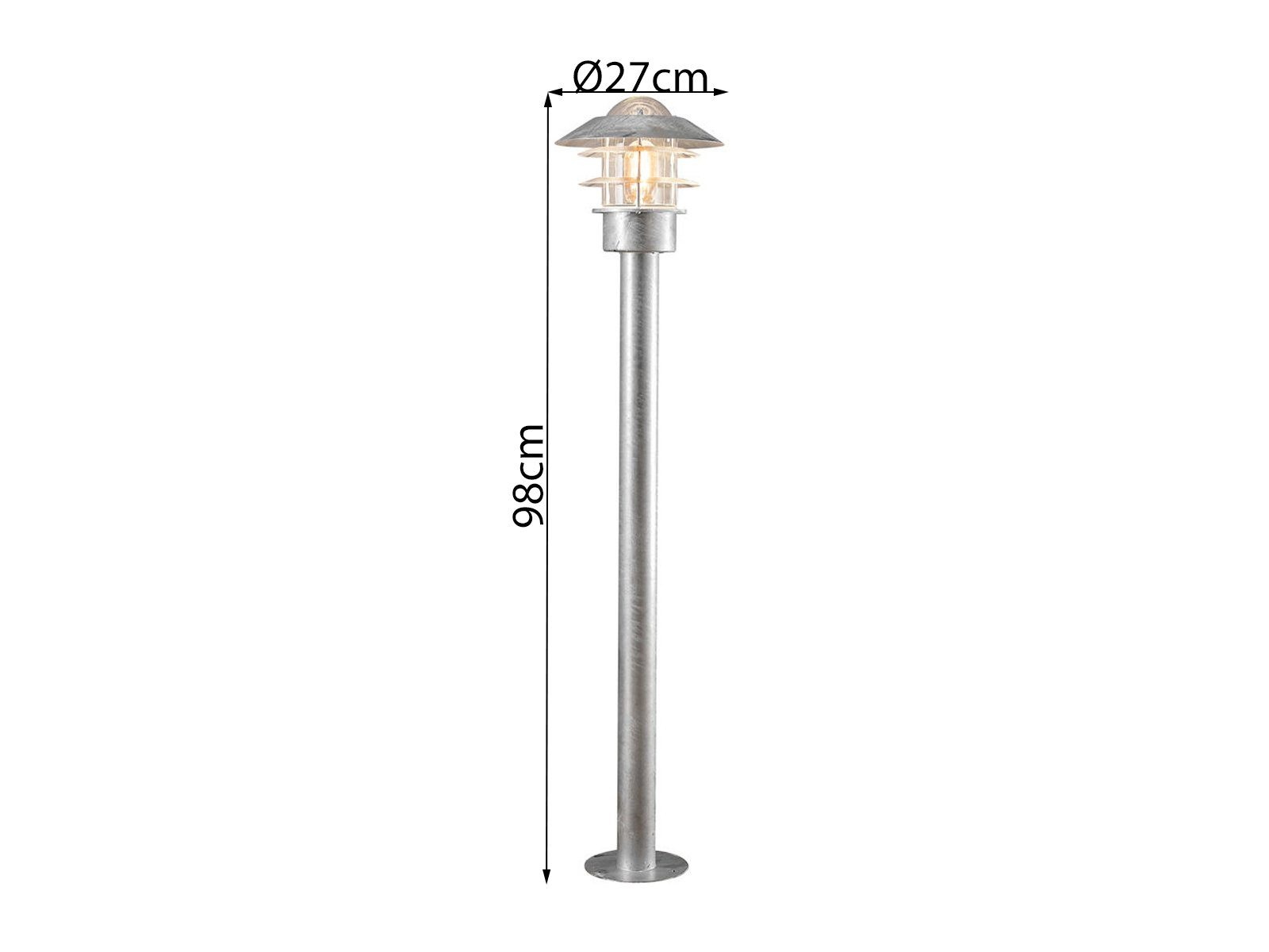 KONSTSMIDE LED Pollerleuchte, LED wechselbar, warmweiß, Garten-wegbeleuchtung rostfrei Gartenleuchten mit Strom Silber H: 98cm