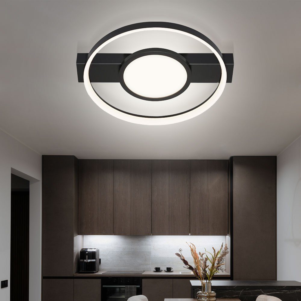 etc-shop LED Deckenleuchte, LED-Leuchtmittel fest schwarz Wohnzimmerlampe L 43,5cm Deckenleuchte Stufendimmer Warmweiß, LED Metall verbaut