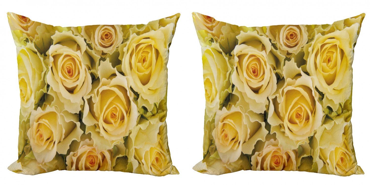 Kissenbezüge Modern Accent Doppelseitiger Digitaldruck, Abakuhaus (2 Stück), Rose Gelbe Braut blühen | Kissenbezüge